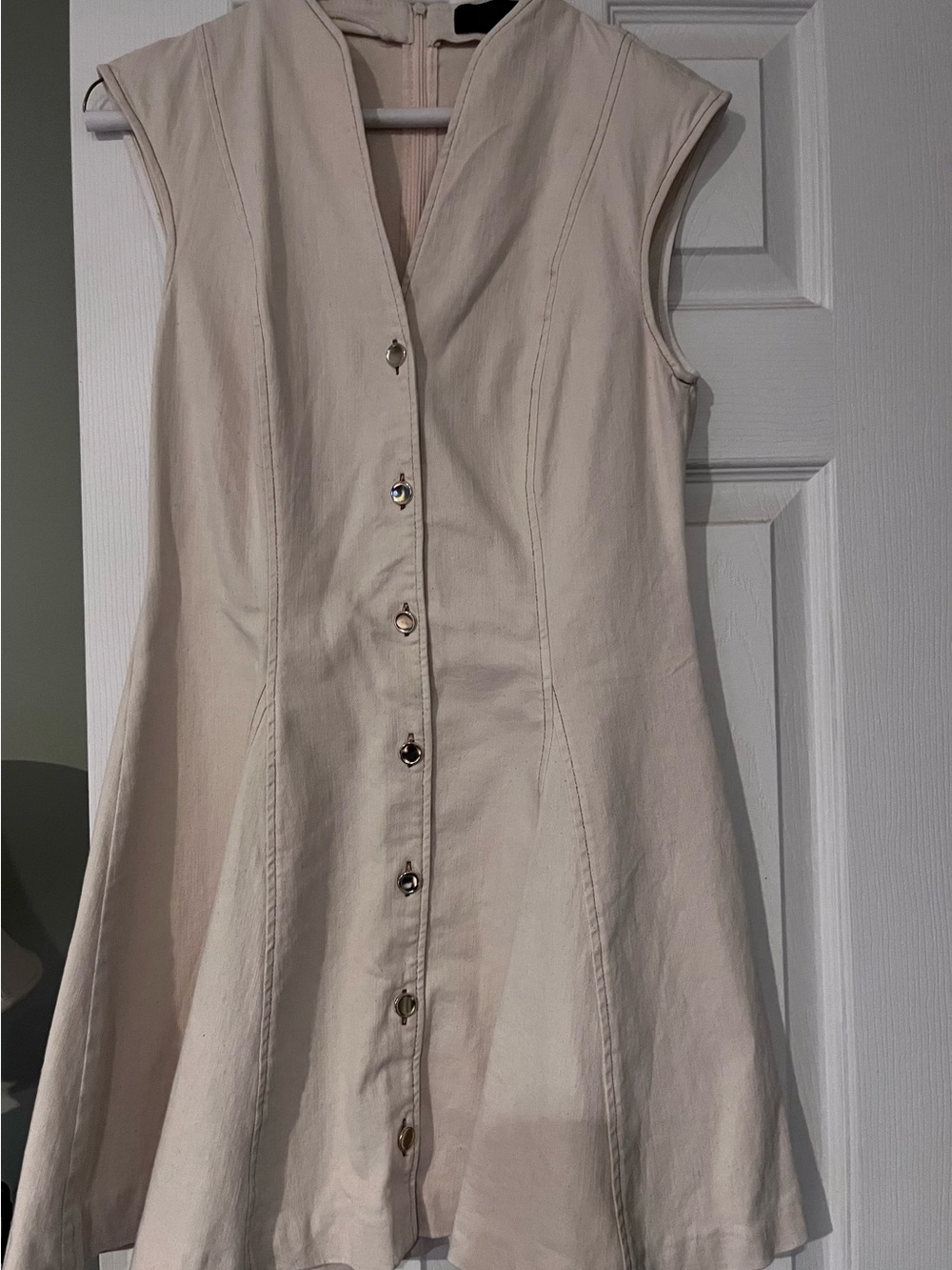 Zara Cream Button-Front Tunic Dress